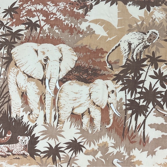 Reclaimed vintage 70s jungle safari Lady Pepperell fabric 42” x 64” - Picture 3 of 7